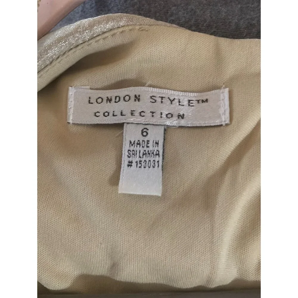 London Style Collection Women's Dress‎ Tiered Ruffle V Neck Cocktail Gold 6